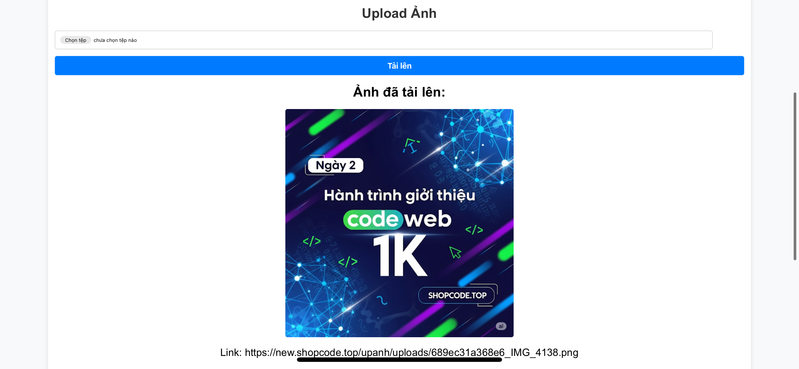 Code up ảnh lấy link
