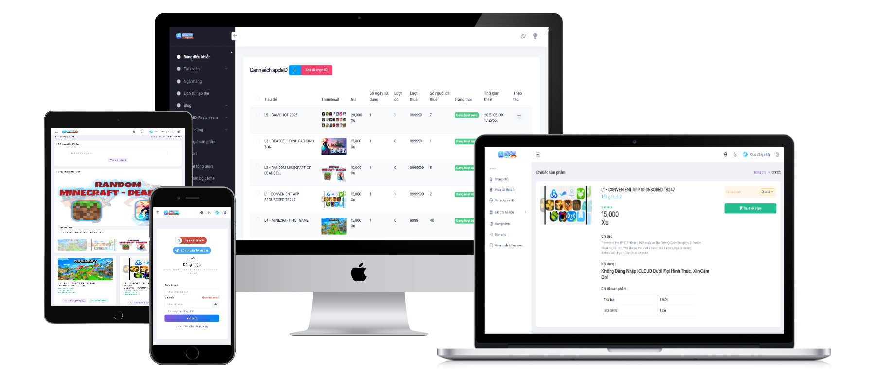 Mã nguồn thuê AppleID tự động - giao diện & tính năng tối ưu
