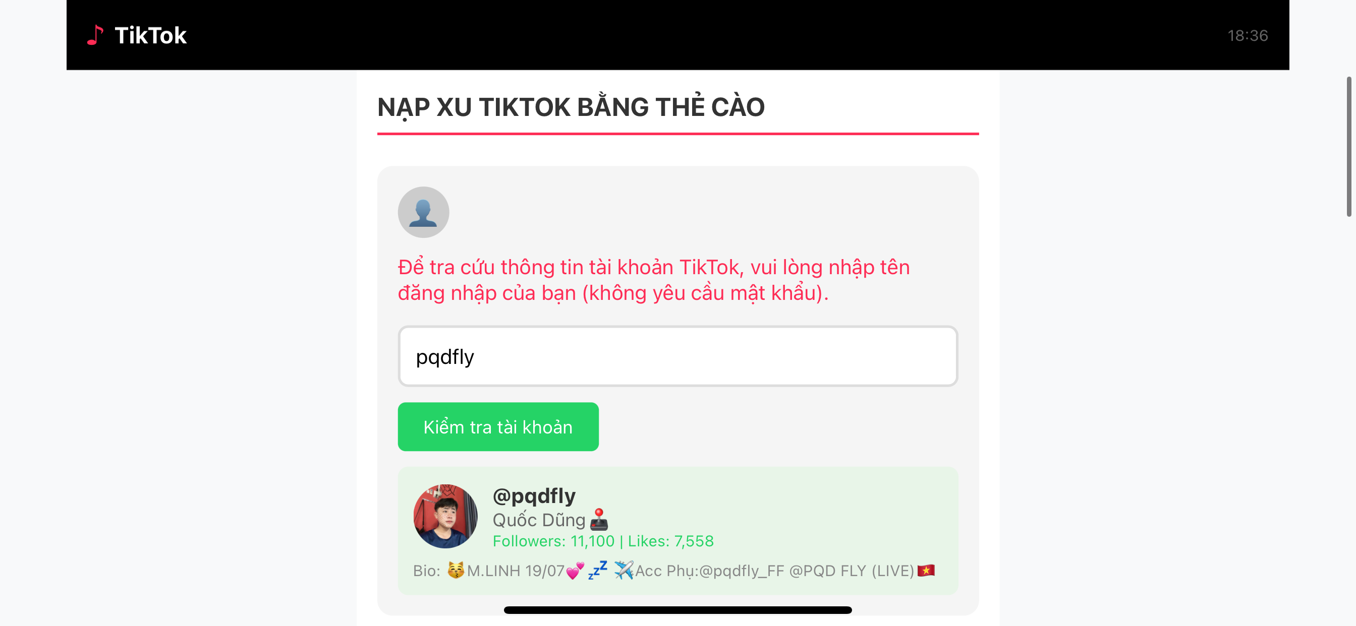 CODE NẠP XU TIK TOK VERSION 1.0 (By Quốc Dũng)