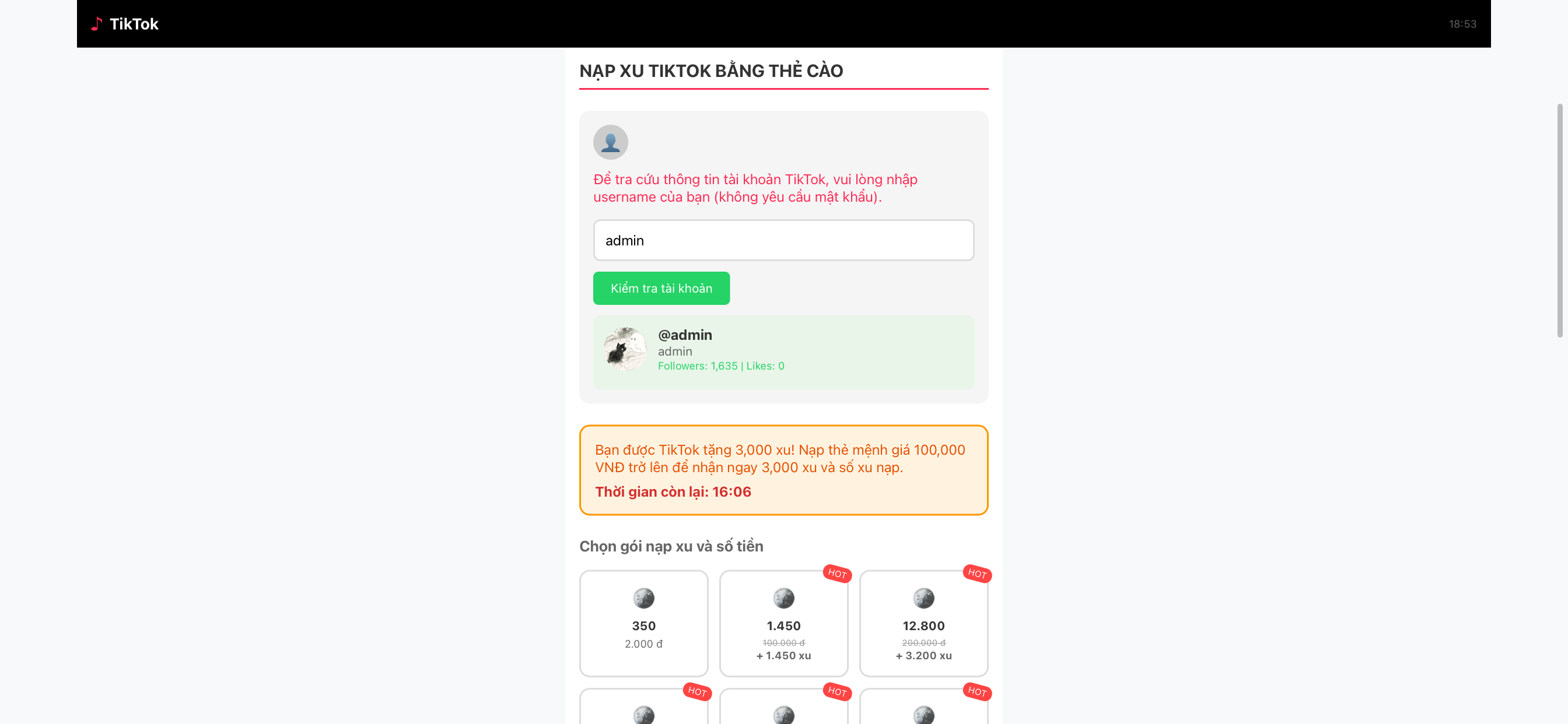 CODE NẠP XU TIK TOK VERSION 2.0 (By Quốc Dũng)